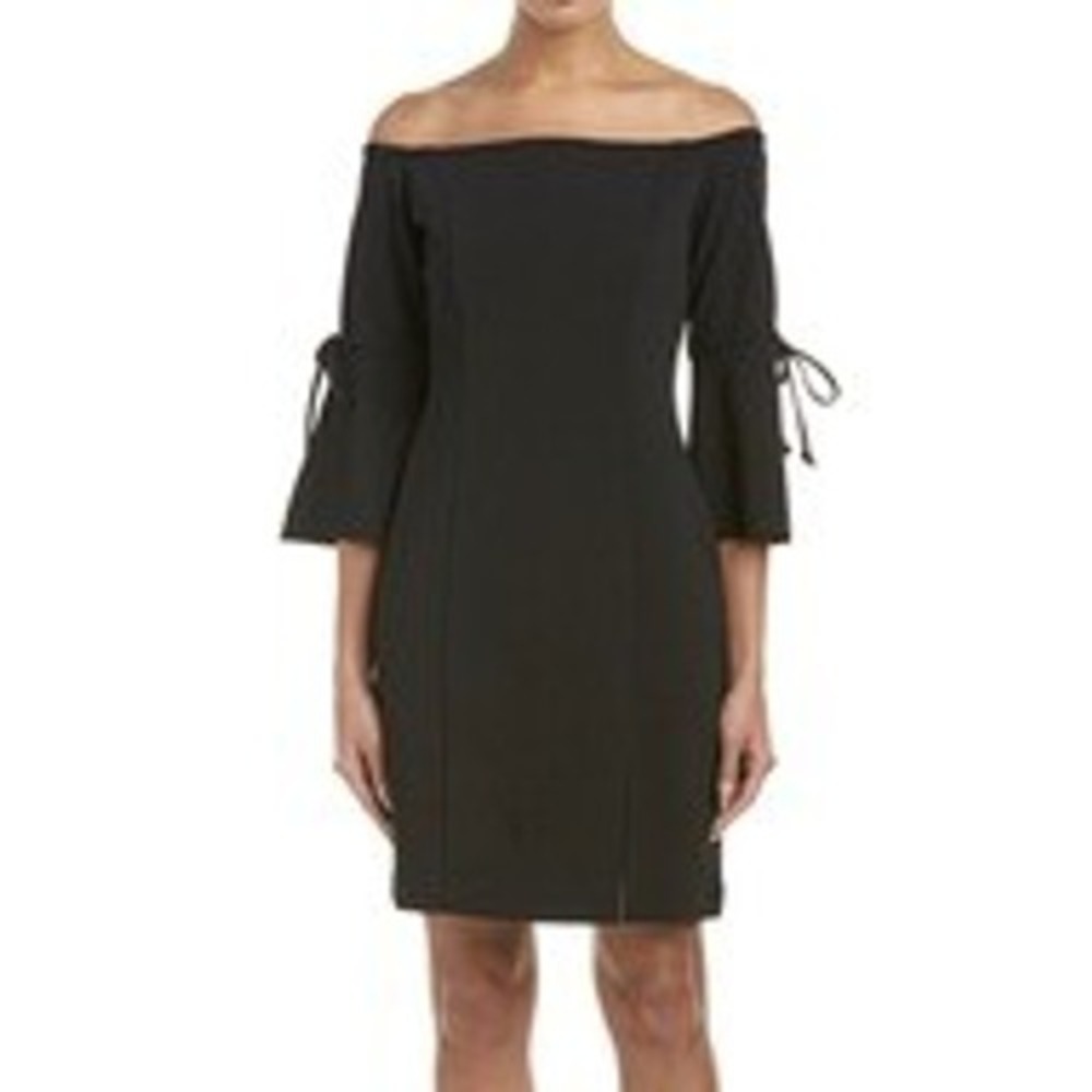 Alexia Admor Black Off-Shoulder Bell Sleeve Sheath Dress Size 4